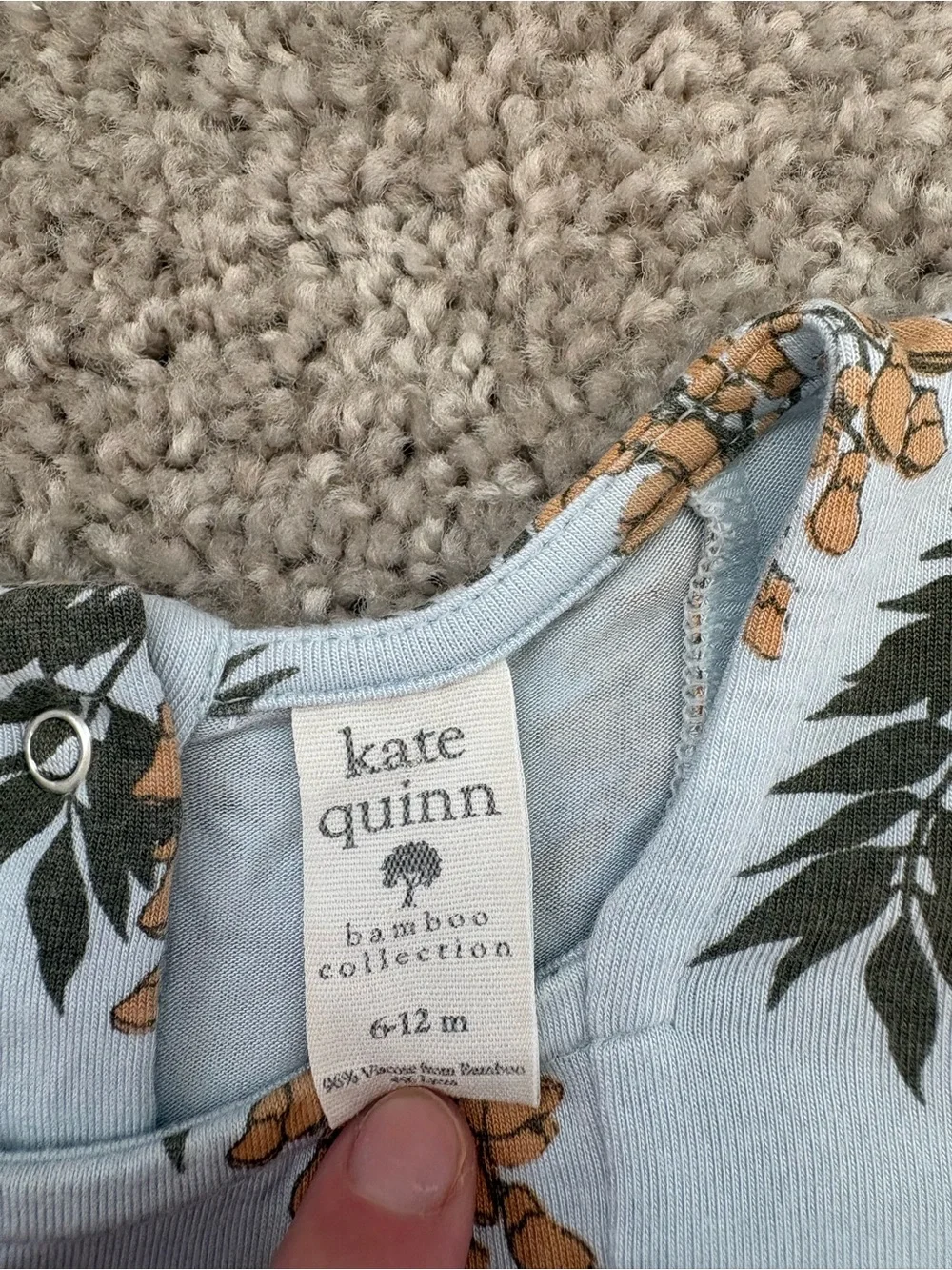 kate quinn Light Blue Floral Peplum Bodysuit with Mustard & Dark Green Print